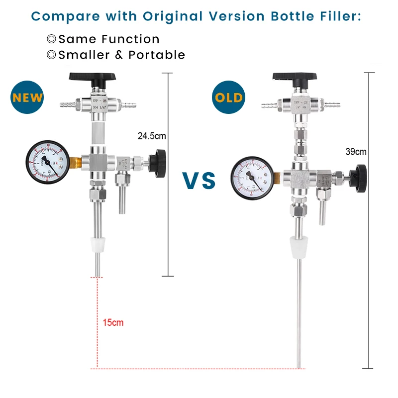 Upgraded Counter Pressure Bottle Filler with 0-60 Pressure Gauge, Homebrew Beer Bottling Device Oxygen-free Contact Transfer Kit