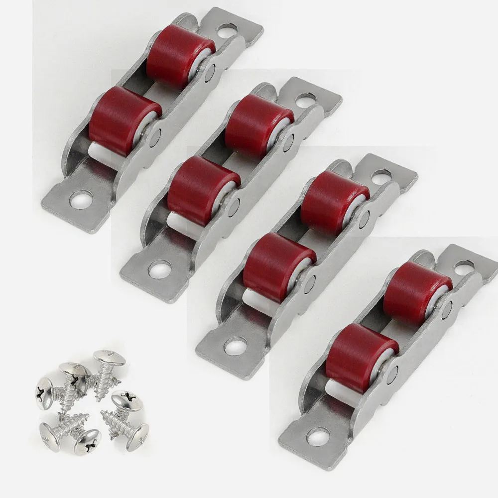 4ピース/ロットステンレス鋼ドア80タイプ窓サイレントナイロンプーリースロットホイールスライドドア継手ガラスドアスライディングローラー