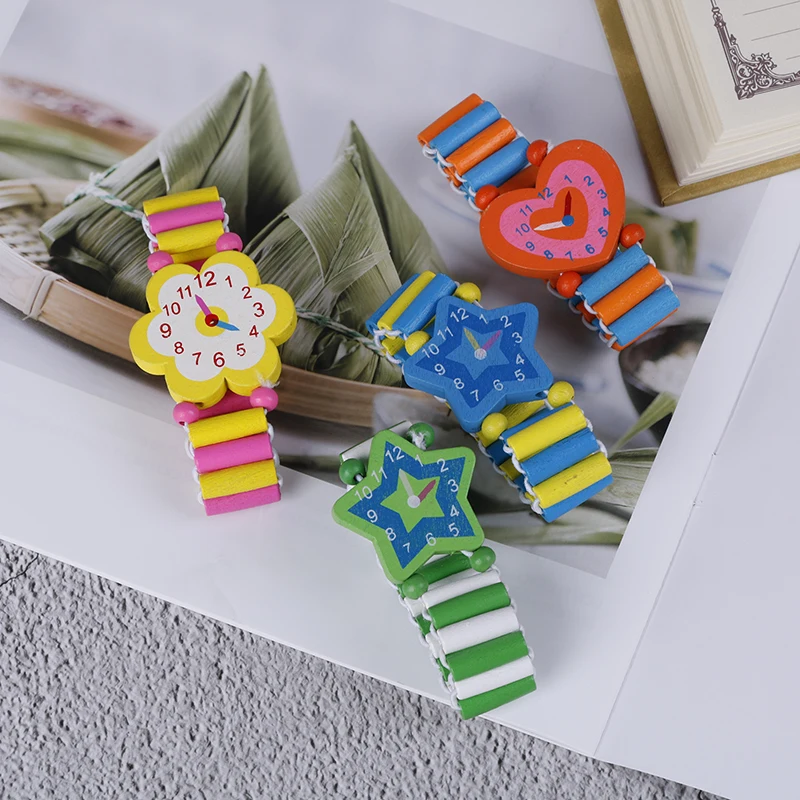 Kids Armband Nep Houten Horloge Baby Shower Meisje Jongen Verjaardagsfeestje Gunst Houten Elastische Band Horloge