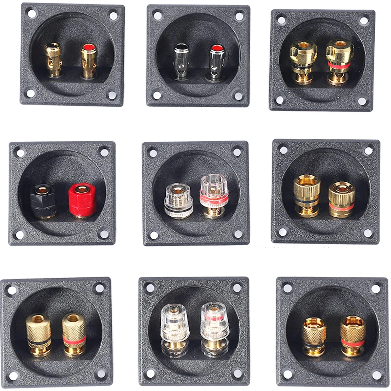 2x Speaker Box Terminal Square Spring/Twist Cup Connector Subwoofer Enclosure Wire 57x57mm/2.24"x2.24"