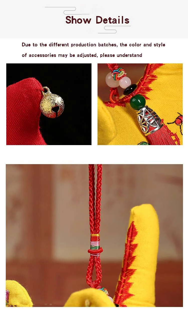Chinesischen Traditionellen Tuch Stoff Tiger Puppe Glück Spielzeug Neue Jahr Neugeborenen Baby Geburtstag Geschenk Stickerei Ornamente Auto Anhänger – Detail 9