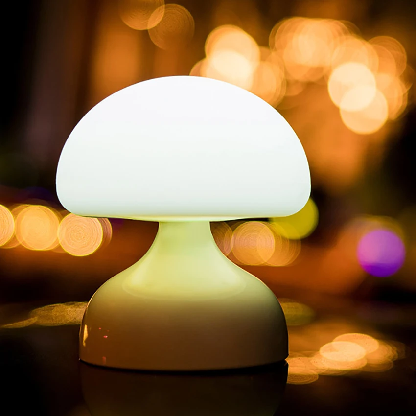 キノコ型LEDランプ,回転フック付き,USB充電式,子供用の調光可能なシリコンLEDナイトライト,寝室に最適