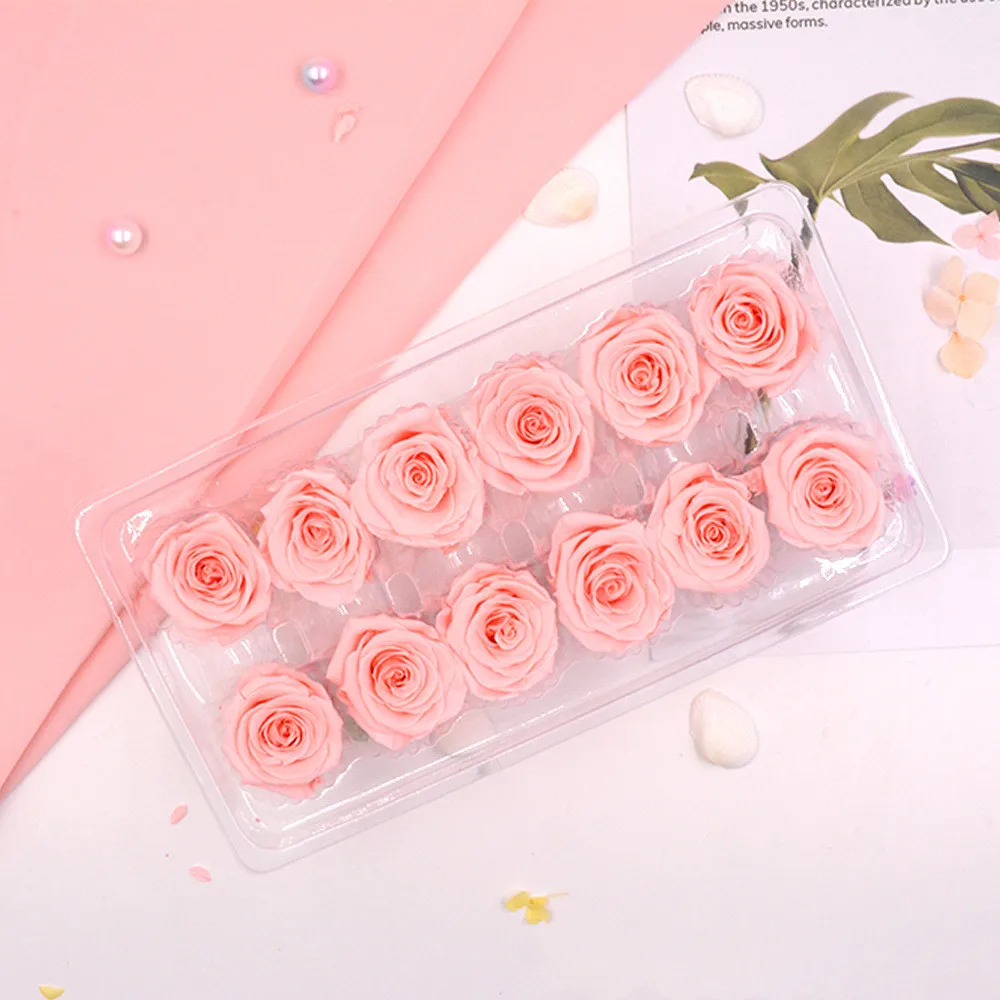 

12 pcs/lot High-end Preserved Flowers Lmmortal Rose Flower 3-4CM Diameter Roses Flowers Home Decoration Eternal Life Flower