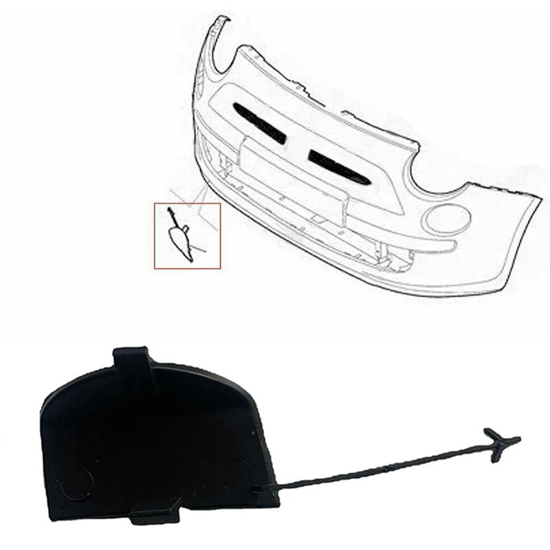 Auto paraurti anteriore griglia traino occhiello gancio copertura Caps per FIAT 500 500C 312 2007-2015 nero parti esterne di ricambio 735456794