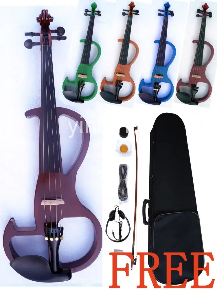 yInfente electric violin 4/4 natural lumber shell + bow knot cable + # ev20 rosin free of charge