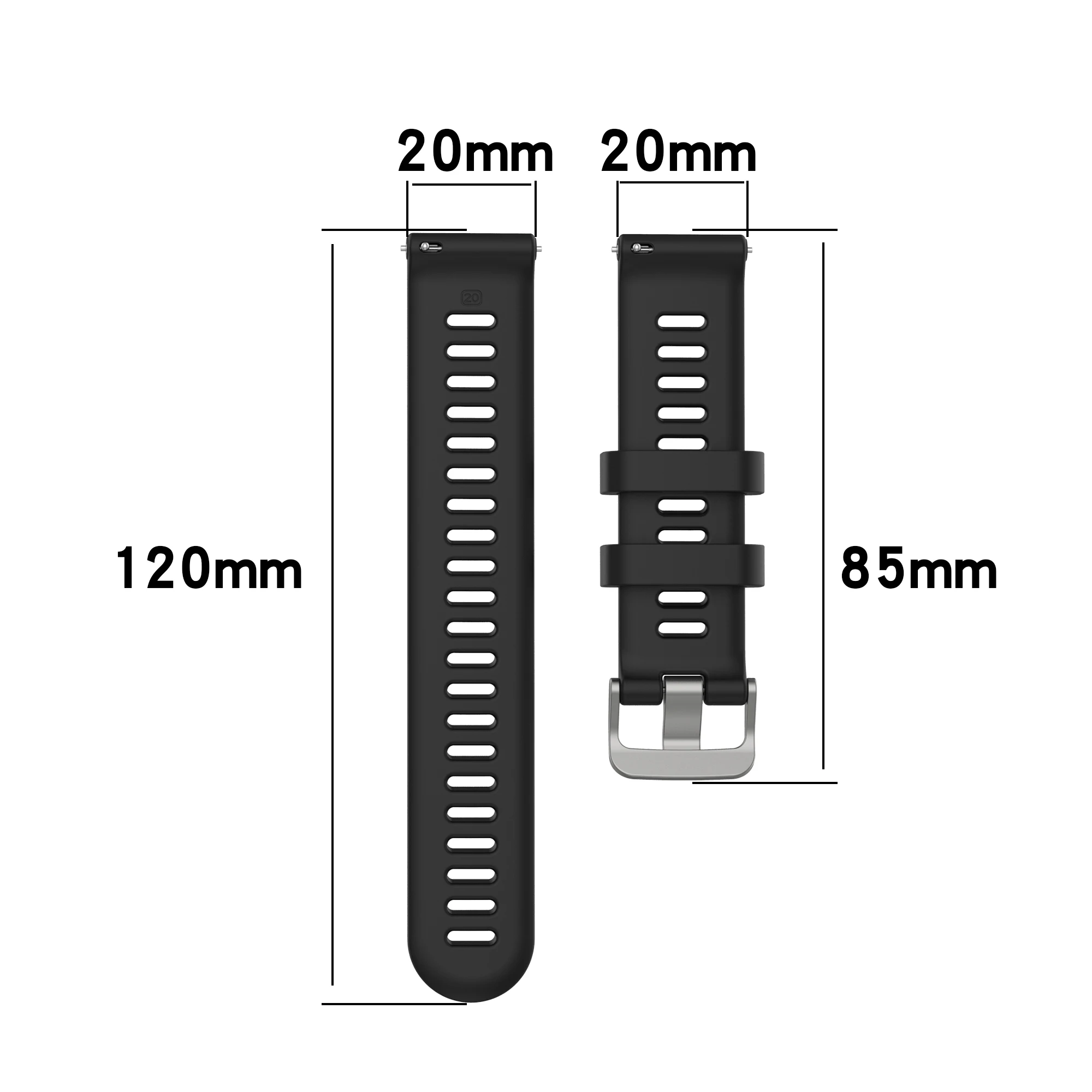 Pulseiras de relógio 20mm, pulseiras de silicone para garmin forerunner 158 mão