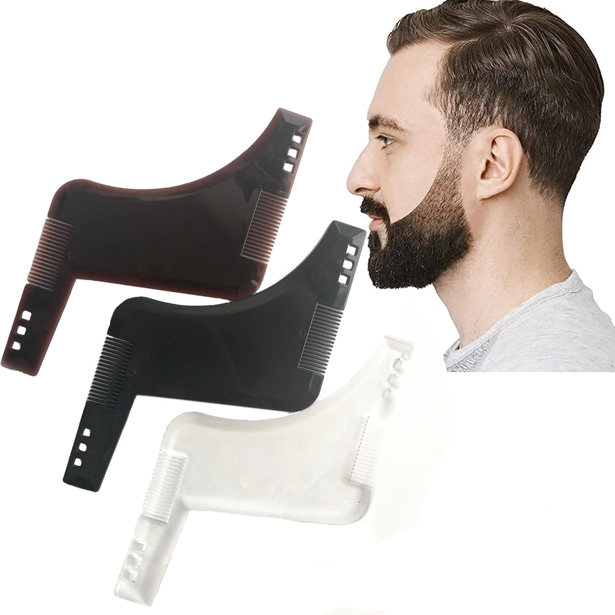 2024 New Fashion Men Beard Shaping Styling Template Hair Comb Barber Tool Moustache Moulding Combs Beauty Styling Tools