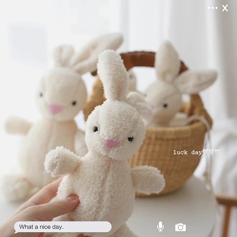 ตุ๊กตาสัตว์กระต่ายนุ่มตุ๊กตากระต่ายสีขาวของเล่นสําหรับเด็กทารกของขวัญวันเกิดคริสต์มาส