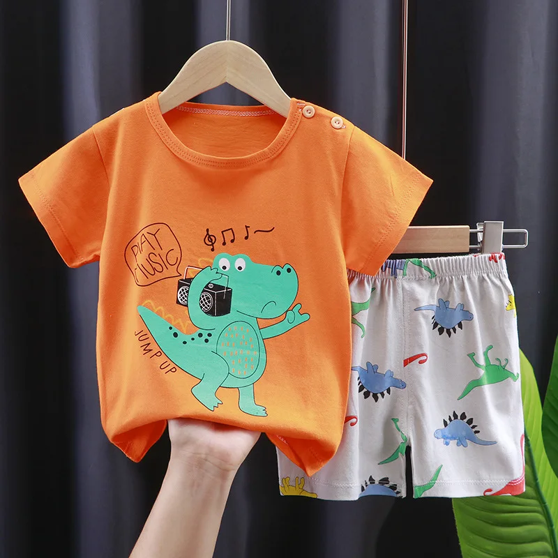 2022 New Summer Infants Clothes Short Sleeve T-shirt+shorts 2-piece For Baby Boys Girls Kids Outfit Children\'s Clothing Sets