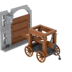 MOC Building Block Medieval Military Battle Scene Roman Soldier Figure Attack The City Gate Collide Chariot Kids Toys