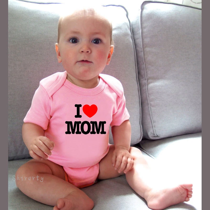 I Love MOM/DAD Print Infant Toddler Baby Girl Boy Romper Jumpsuit Clothes Shirt Cotton Summer Baby Clothes