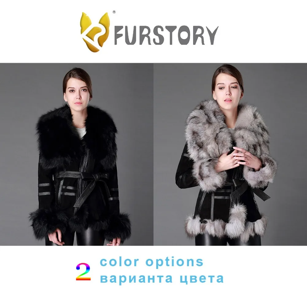 Women\'s Leather Fur Coat Fox Fur Collar Spring Jackets Women Jacket Winter jacket Women Fur Story FS13055B