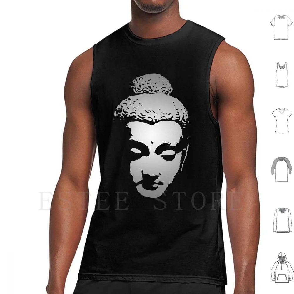 Silver Buddha Tank Tops Vest Sleeveless Asia Buda Budda Buddah Buddha Grey Religion Religious Silver