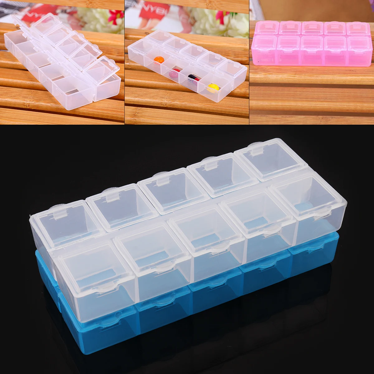 

3 Colors Large 10 Grid PP Double Row Multipurpose Organizer Container Storage Box Fit for Household Daily / Cosmetic / Jewelry