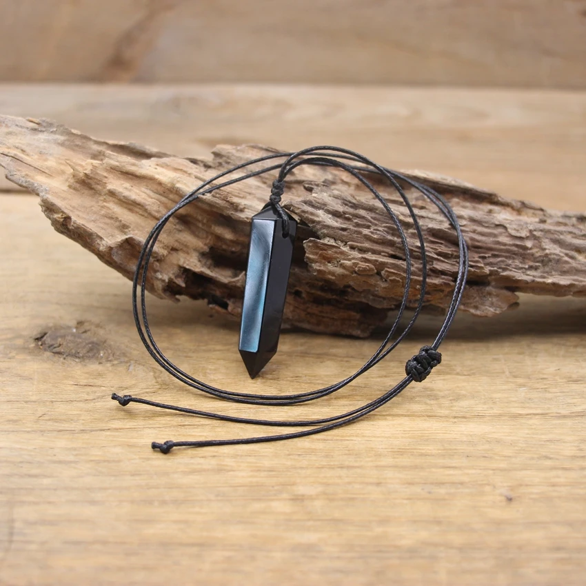 ريكي شقرا كريستال مزدوج نقطة المعلقات إخفاء حبل القلائد ، شفاء الكوارتز الجمشت حجر السج رصاصة البندول مجوهرات ، QC3064