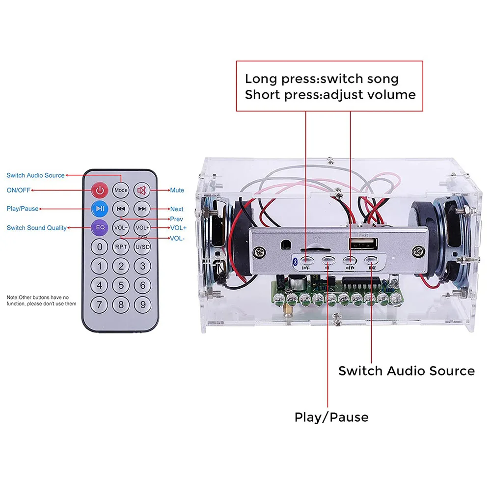 DIY Electronic Kit Bluetooth-Compatible 5.0 Speaker Music Spectrum Soldering Practice LED Flashing 2*3W Power Amplifier