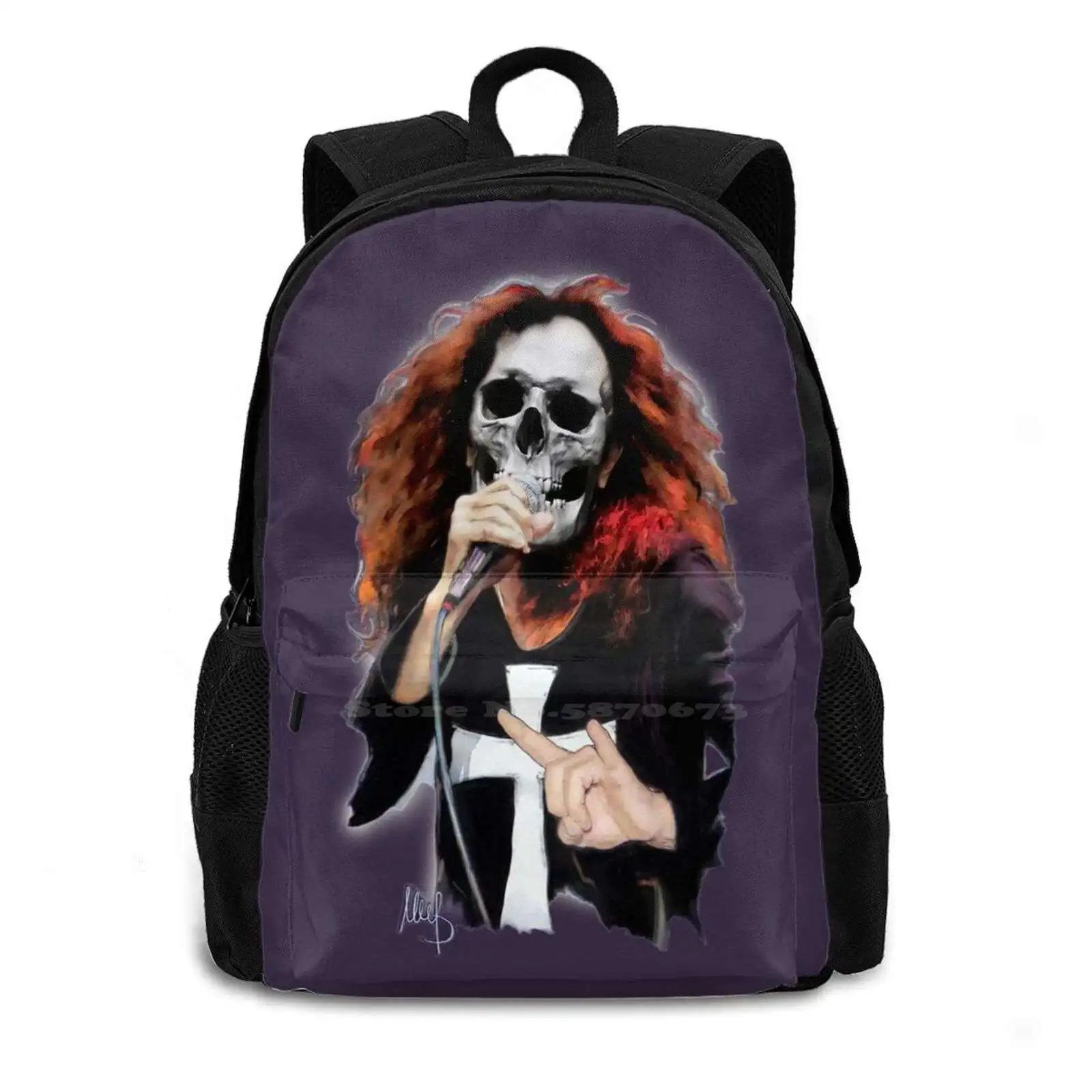 Ronnie New Arrivals Unisex Bags Student Bag Backpack Dio Black Sabbath Heaven Hell Rainbow Singer Heavy Metal Hard Music Skull