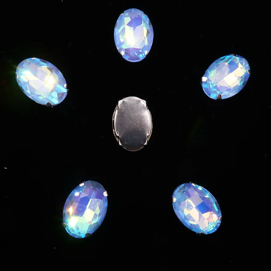 Ovale Silber-Krallenfassungen, 20 Stück/Packung, 10x14mm, 13*18mm, Jelly Candy AB Farben, Glaskristall, zum Aufnähen, Strass-Applikation, DIY-Besatz – Detail 13