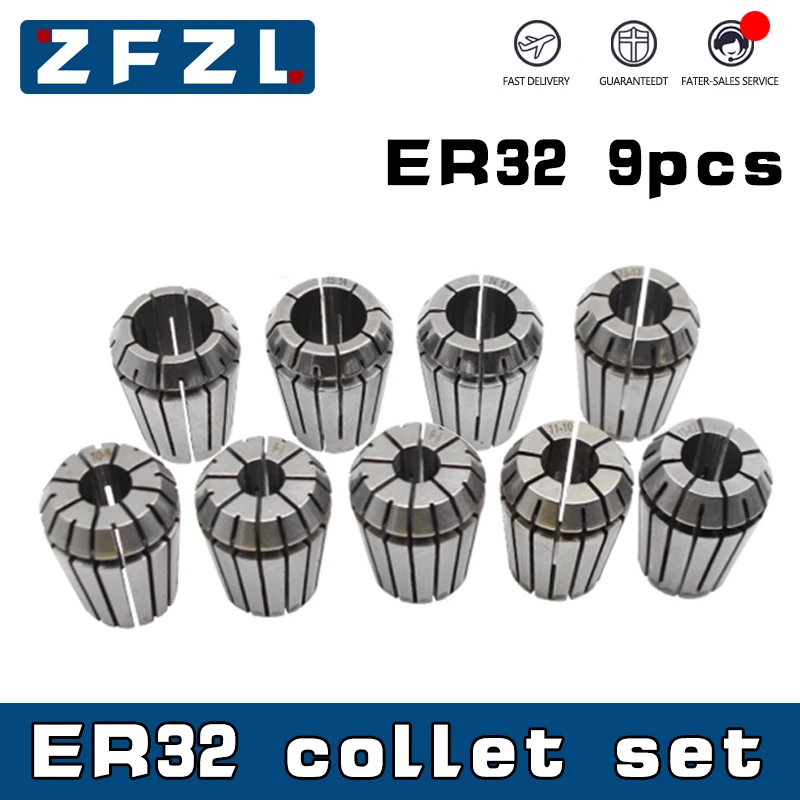 

9PCS ER32 Spring Collet Set 4/6/8/10/12/14/16/18/20MM Spring ER32 Chuck Set Hight Precision CNC Machining Center