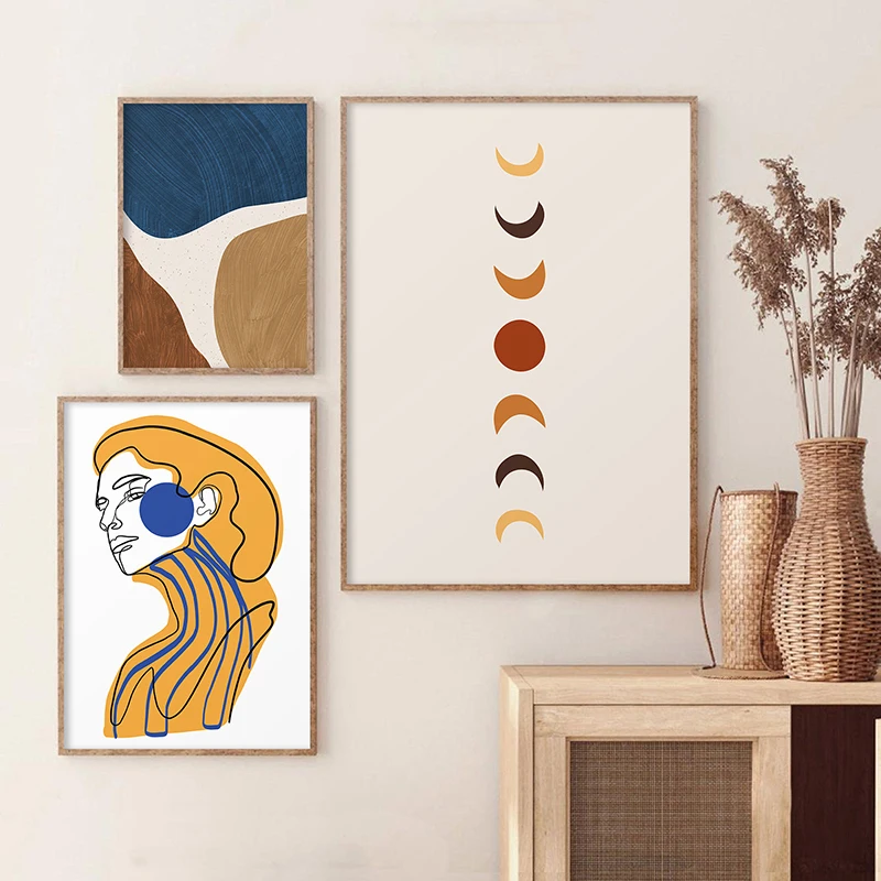 Affiche de tournesol abstraite بوهو مثير الشكل فيلق Ligne Peinture الانطباع سور تويلي Peinture Mur صورة فنية صب صالون ديكو