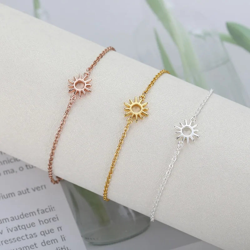 Vintage Hollow Sun Bracelets For Women Men Stainless Steel Gold Color Sunflower Bracelet Wedding Couple Jewlery Accessories Gift