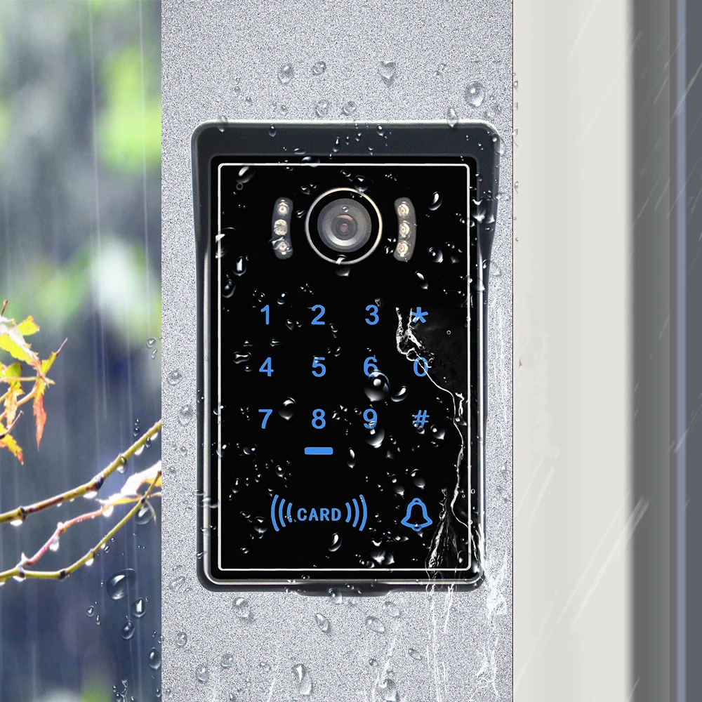 9Inch Wired Video Intercom Home System For Apartment Ring Doorbell IR Night Vision IP65 Camera Password FRID Card Access Control