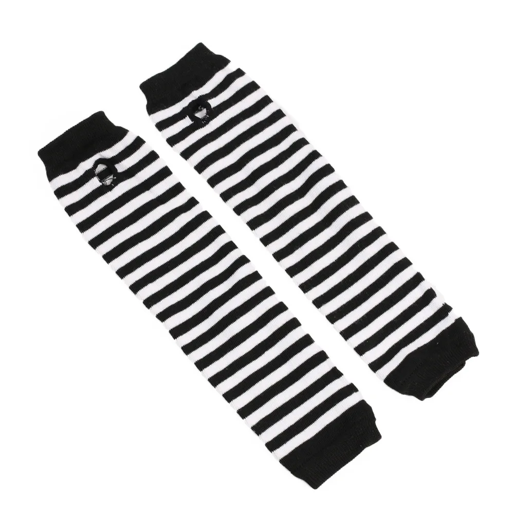 New Fashion Long Glove Arm Cover Classic Black and White Striped Fingerless Cotton Long Wristband