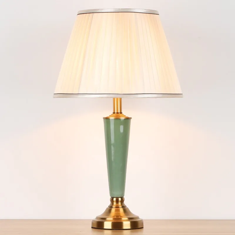 Jingdezhen Green Ceramic Table Lamp American Country Style Modern Simple Table Lamps for Living Room Study Room Bedside Lamp