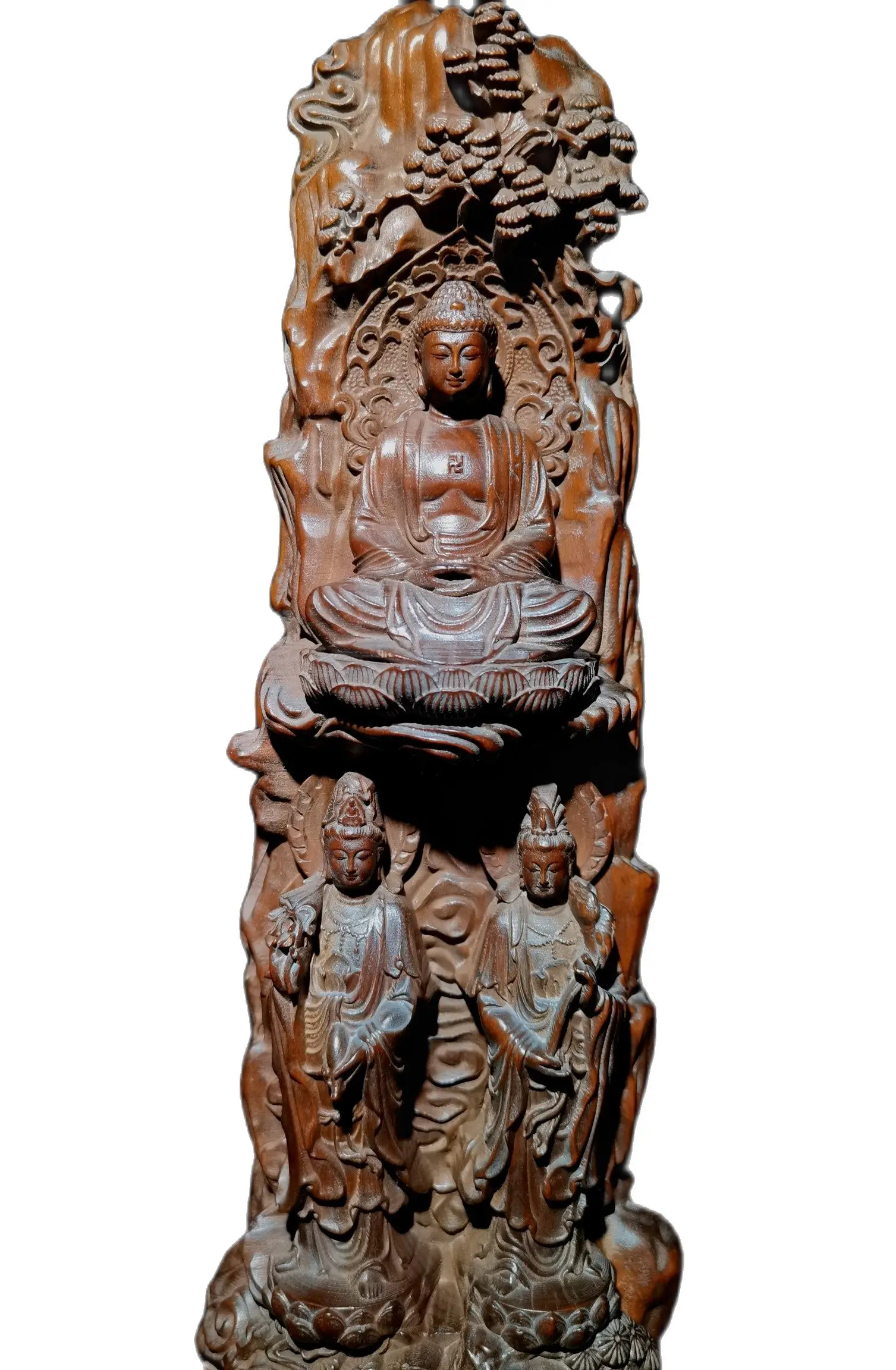 

9" hand carved wooden buddha statue decor sculpture religious statues vintage shakyamuni