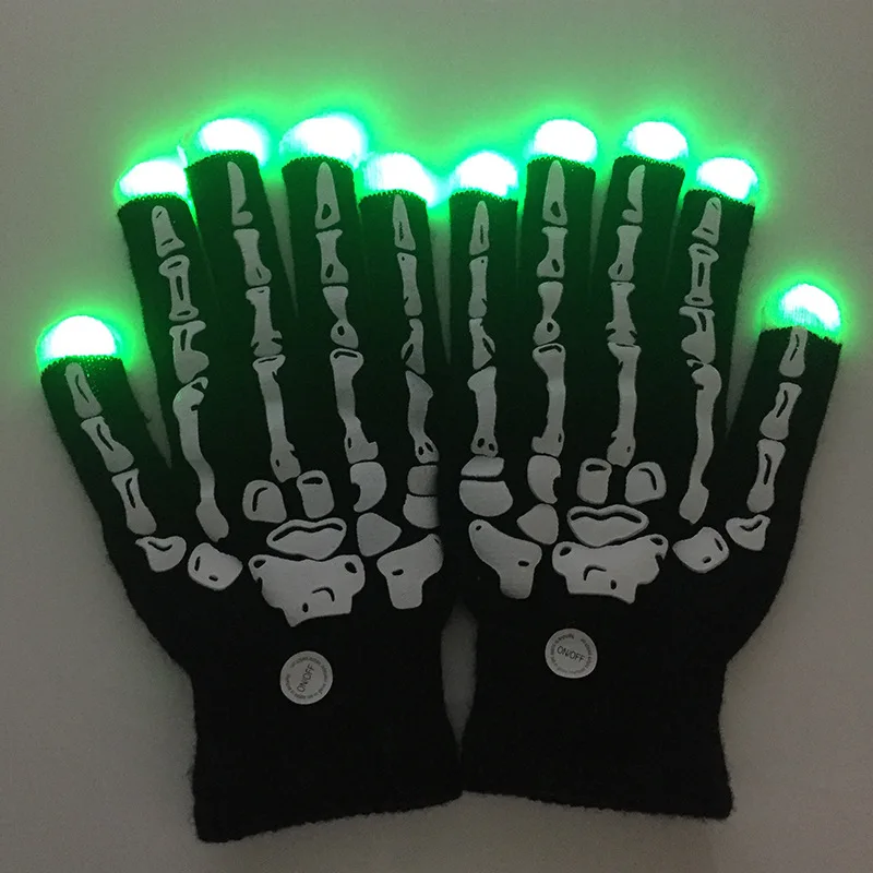 

1pcs LED Flashing Skeleton Gloves Glow Light Up Finger Lighting Dance Party Decoration Choreography Props Christmas