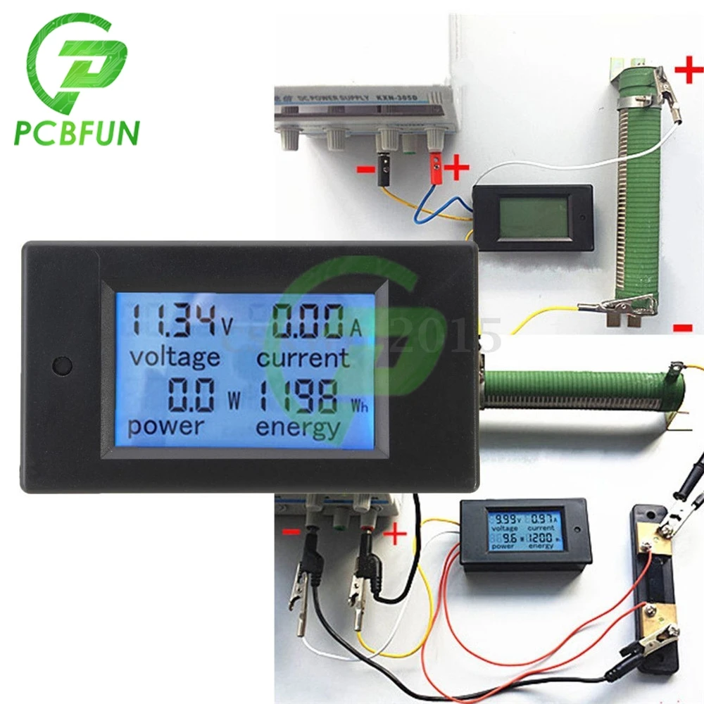 20A Tensione di Alimentazione LCD Display Misuratore di Potenza DC 6.5V-100V Voltmetro Amperometro Built-in Shunt 0-2kW Power -10-65 Gradi Tester