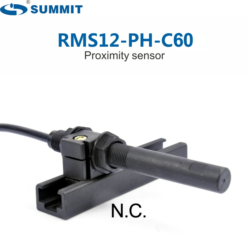 SUMMIT Interruptor de sensor de lengüeta de proximidad magnética, rosca de plástico, cierre Normal, NC RMS12-PH-C60