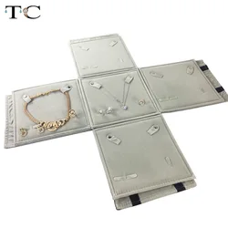 Square Set Jewelry Roll Pack Necklace Pendant Ring and Portable Set Roll Pack Velvet Jewellery Display Organizer