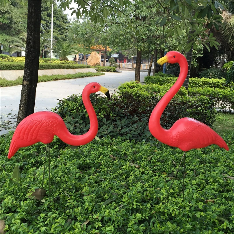 1 pair Realistic Large Pink And Red Flamingo Garden Decoration Lawn Figurine Yard Grassland Party Art Ornament Home Craft