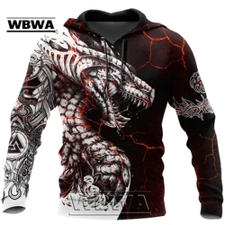 WBWA Black & White Tattoo Dragon 3D Printed Men Hoodies Sweatshirt Unisex Streetwear Zipper Pullover Casual Jacket Tracksuits