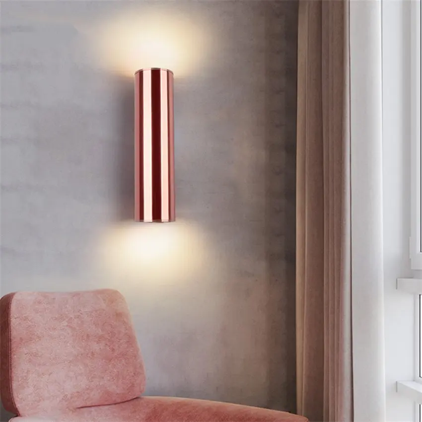 Rose gold double headed bright wall lamps bedroom living room background aisle corridor bedside Nordic sconces lights lighting