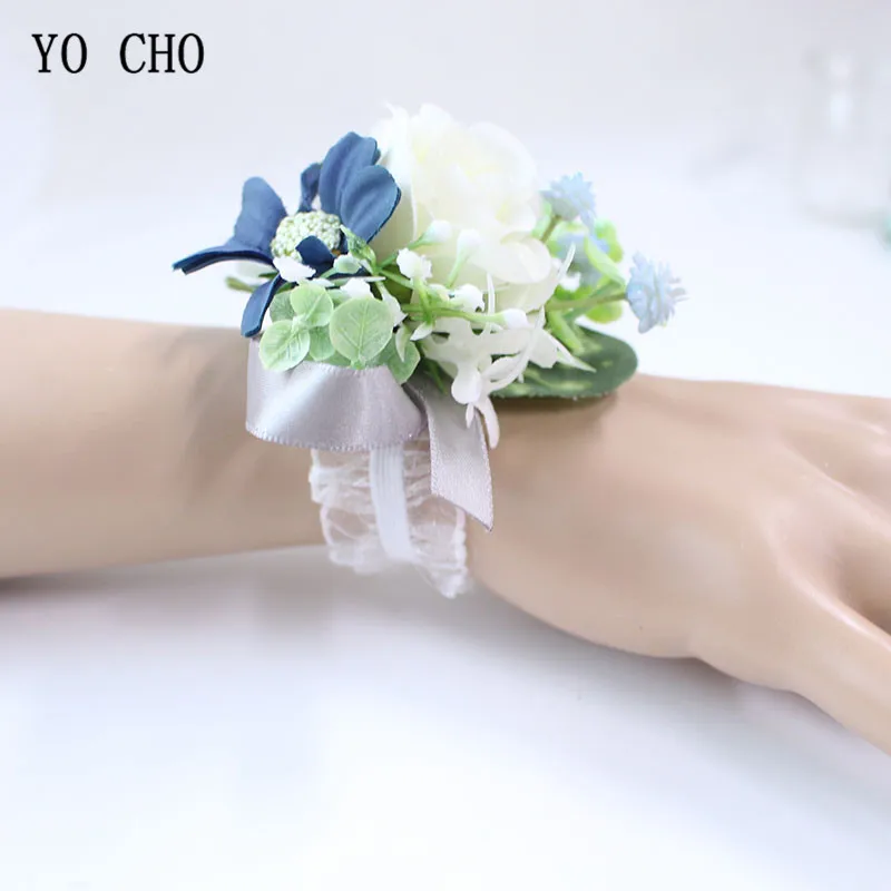 Hình Cho Hồng Lụa Cưới Vòng Tay Hoa Trắng Xanh Cổ Tay Áo Khoác Nữ Họa Tiết Cô Dâu Cưới Cô Dâu Xòe Vòng Tay Hôn Nhân Phụ Kiện