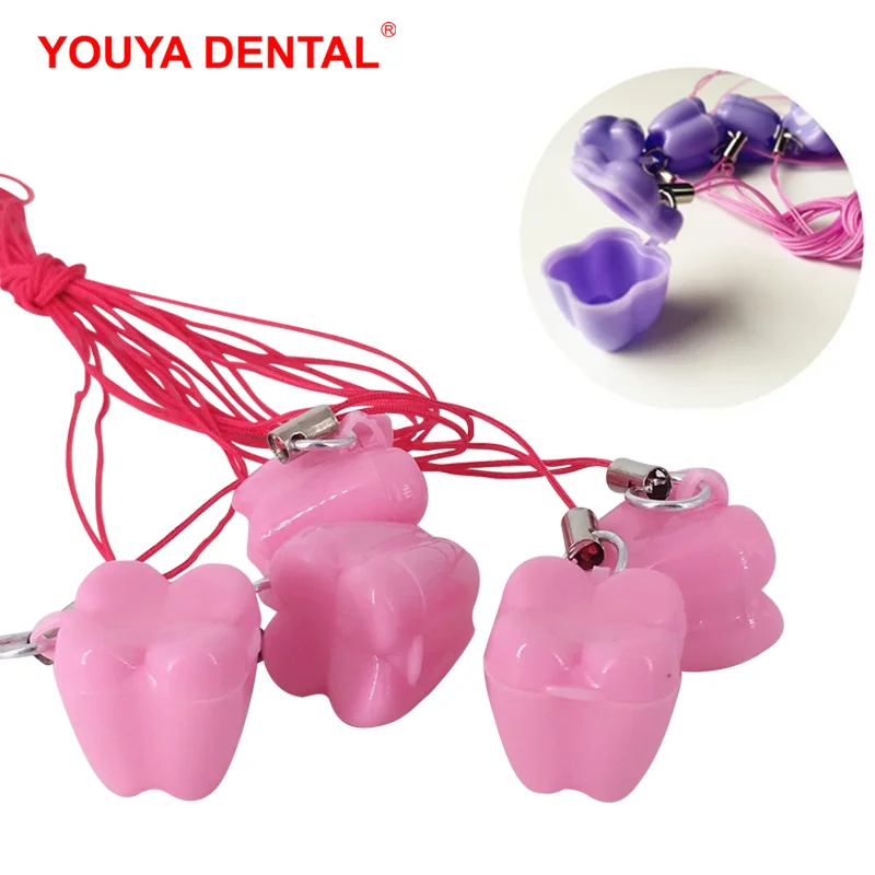 50pcs/bag Tooth Shape Mini Milk Teeth Storage Box Plastic Cute Tooth Box With Rope Souvenir Save Container Dental Gifts For Kids