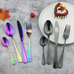 Creative 18/10 Stainless Steel Colorful Cutlery Set Rainbow Dinner Set Travel Dinnerware Fork Knife For Wedding And Hotel