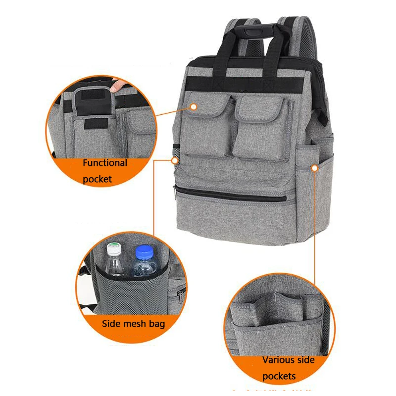 Zaino per attrezzi multifunzione zaino per attrezzi impermeabile borsa per attrezzi in tessuto Oxford borsa per attrezzi per riparazione elettricista con Kit riflettente
