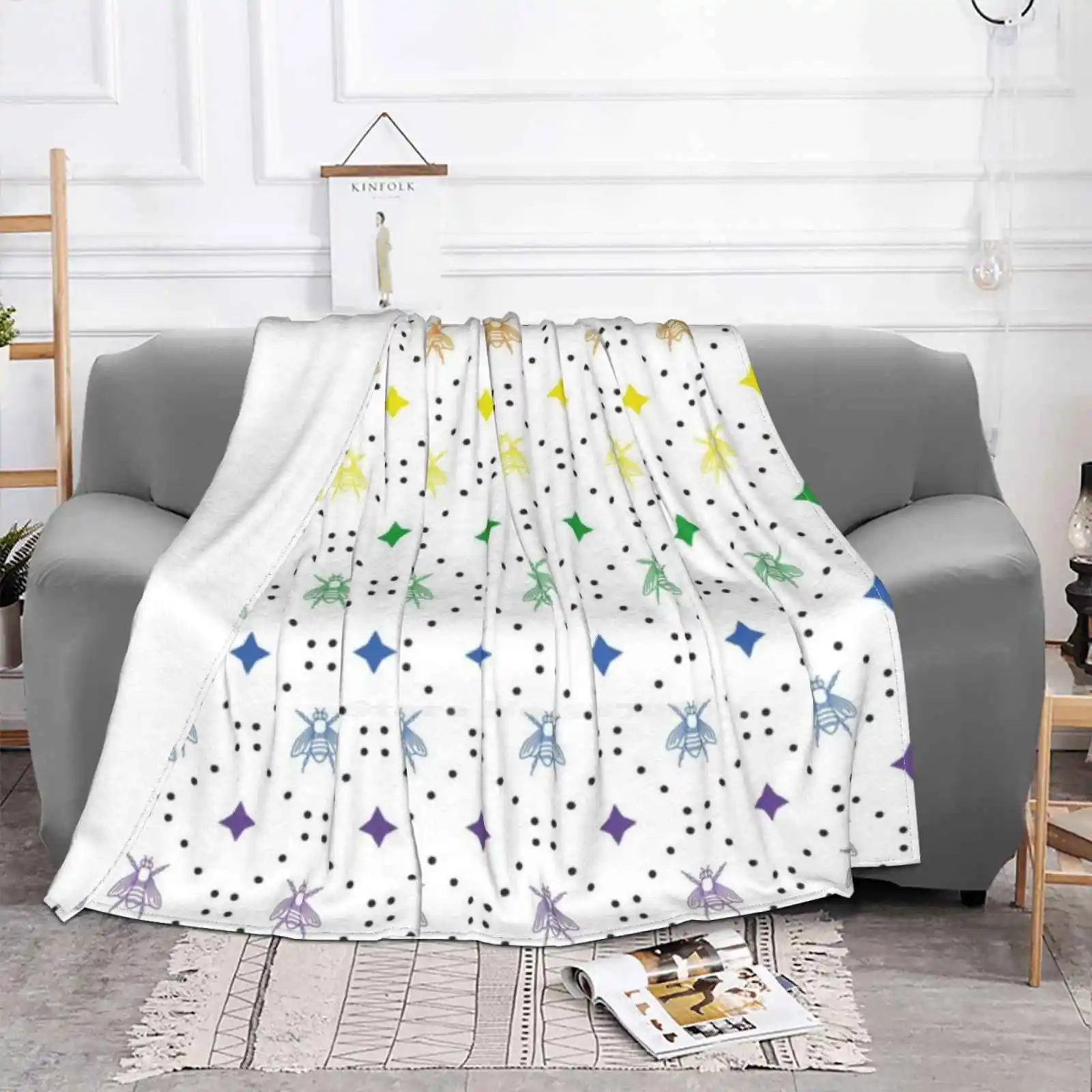 Golden Bee Box Rainbow Edition V2 - Luxury Bee Pattern Latest Super Soft Warm Light Thin Blanket Bee Luxury Pattern Gold Black