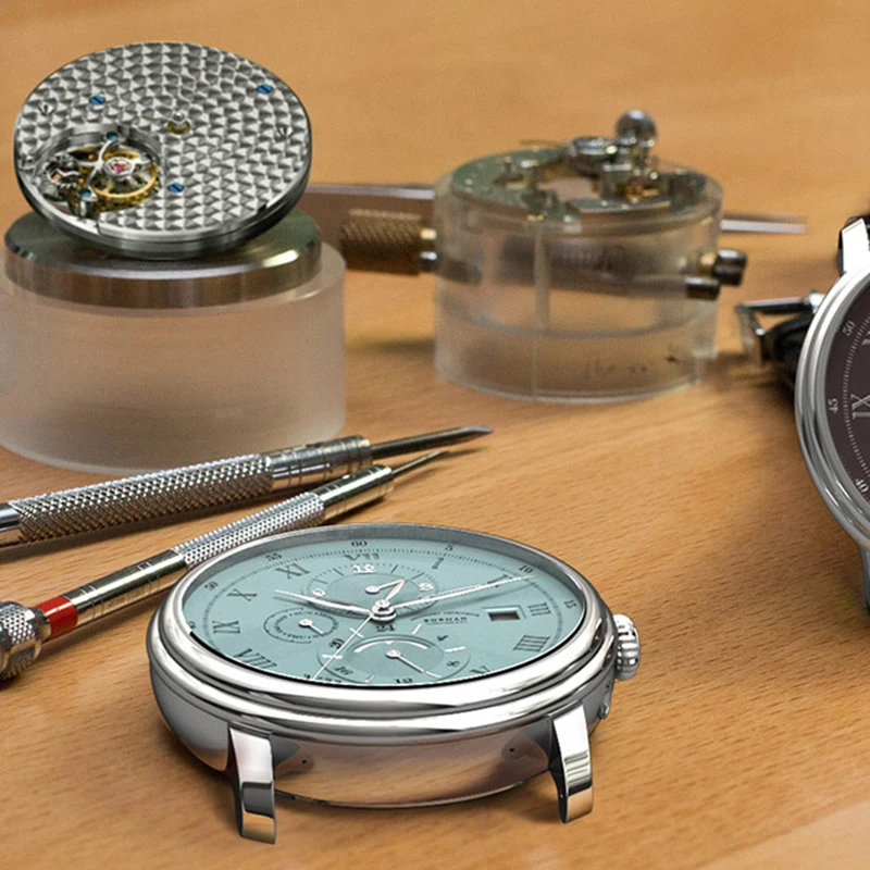 ساعات رسمية للرجال، ساعة يد أوتوماتيكية للرجال من بورمان ساعة يد ميكانيكية فاخرة للرجال مقاومة للماء بحزام جلدي سويسرا