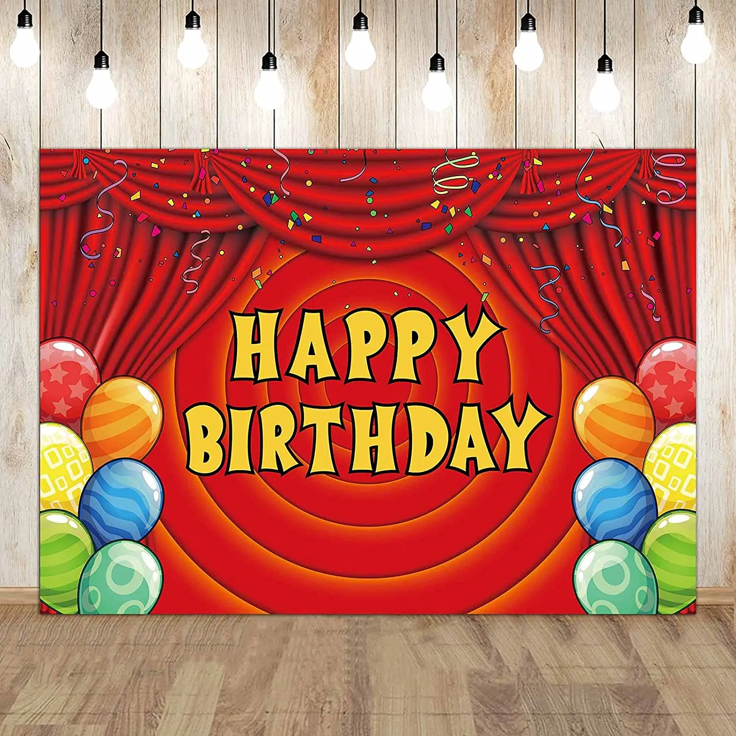 

Red Circus Photography Backdrop Cartoon Curtain Colorful Balloons Decoration Boys Kids Birthday Party Banner Background