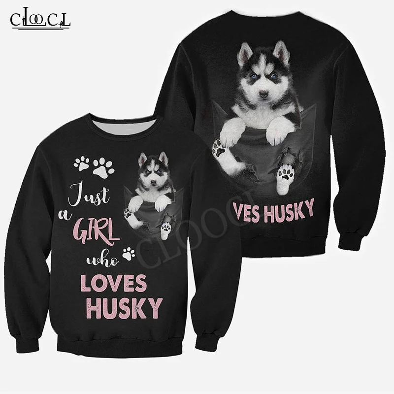 

HX Newest Popular Cute Husky Black 3D Print Fashion Hoodie Mens Sweatshirt Zip Pullover Fashion Casual Tracksuit Drop Shipping