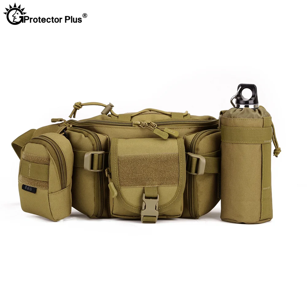 PROTECTOR PLUS Outdoor Tactical Hunting Bag With Molle Pouches Civilian Style Fishing Hiking Sport Waist Bag With Water Pouch