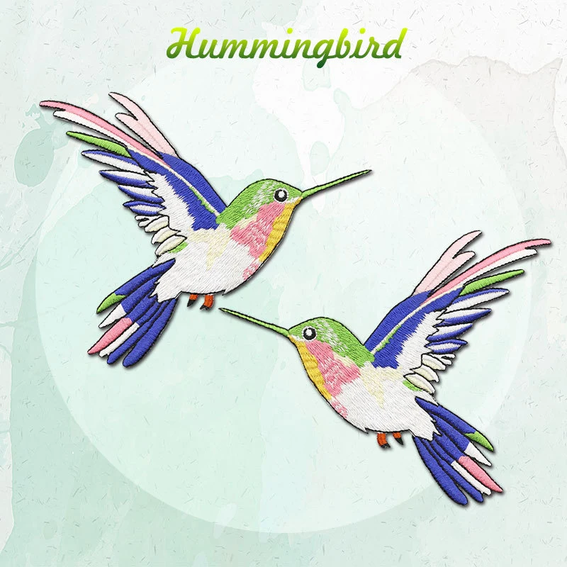 Beautiful Symmetrical Hummingbird Embroidery Patches Jacket Jeans Hole Adhesive Stickers DIY Clothing Decorative Accessory