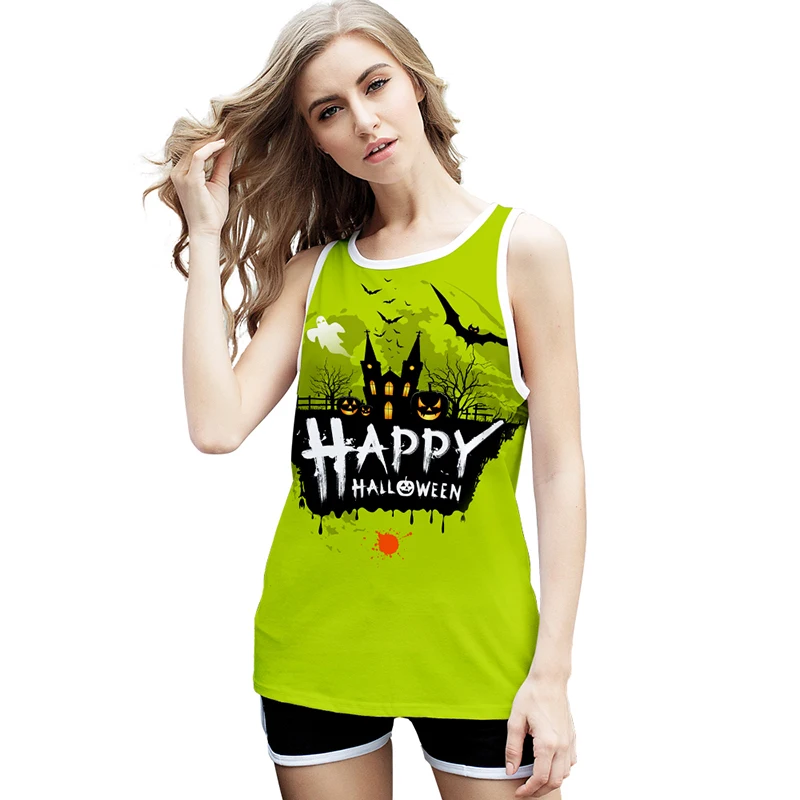 New Print Happy Halloween Fashion 3d Bodybuilding Tank Tops Sleeveless Men Women Fitness Vest O-neck Casual Unisex Sport Clothes