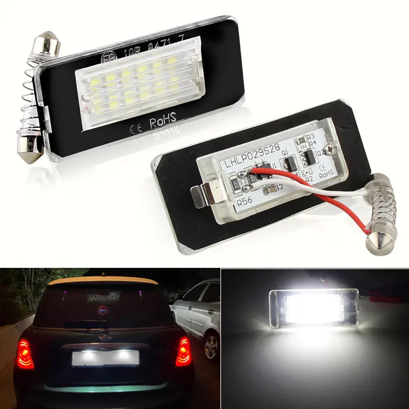 2PCS White 18SMD Car LED License Plate Light Lamp Beads for Mini Cooper R56 R57 R58 R59 Car Light Source Error Free