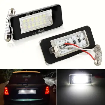 2 uds blanco 18SMD coche LED luz de matrícula lámpara cuentas para Mini Cooper R56 R57 R58 R59 fuente de luz de coche sin errores