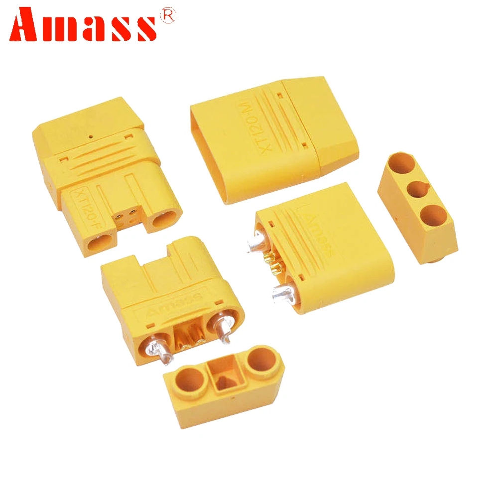 Amass XT120 (2+2) DC500V Large Current 60A-120A Female/Male Brass Gold Connectors Plug With Signal Pin For RC Lipo FPV Drone DIY